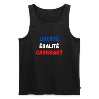 Liberté égalité Croissant - Débardeur bio Premium Homme - noir - Devant - AI Model Male 178 light (178cm)
