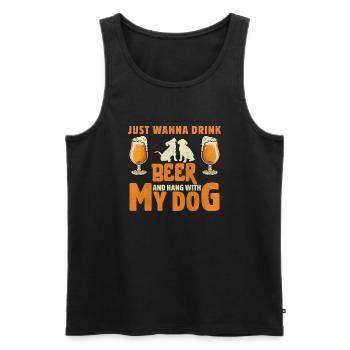 Ich will Bier trinken und mit meinem Hund abhängen - Männer Premium Bio Tank Top - Schwarz - Vorne - Michal (187cm)