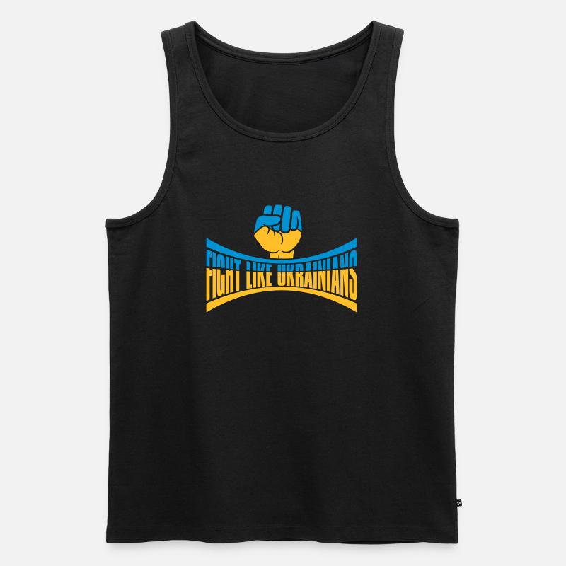 fight like ukrainians Zitat - Männer Premium Bio Tank Top - Schwarz