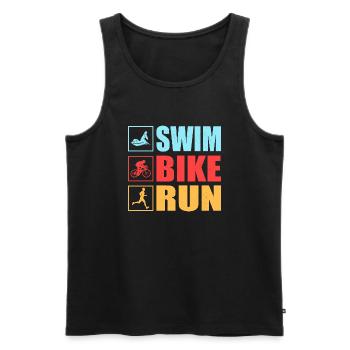 Swim Bike Run Triathlon Triathlete - Men's Premium Organic Tank Top - black - Front - Michal (187cm)
