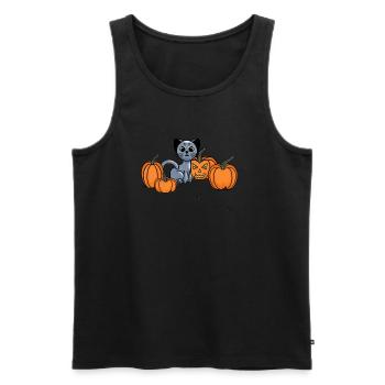 Midnight Cat - Männer Premium Bio Tank Top - Schwarz - Vorne - AI Model Male 178 light (178cm)