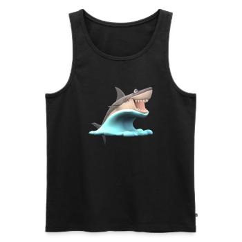 Shark Wave Water Ocean Sea - Débardeur bio Premium Homme - noir - Devant - AI Model Male 178 light (178cm)