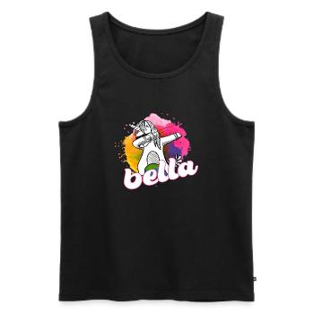 BELLA - Beautiful name with dabbing unicorn - Men's Premium Organic Tank Top - black - Front - AI Model Male 178 light (178cm)