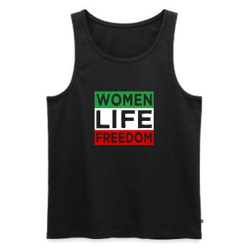 Women Life Freedom - Free Iran - Mahsa Amini - Men's Premium Organic Tank Top - black - Front - AI Model Male 178 light (178cm)