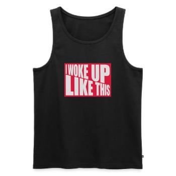 woke up like this - Men's Premium Organic Tank Top - black - Front - AI Model Male 178 light (178cm)