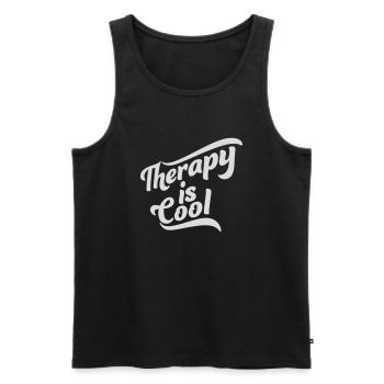 therapy is cool Quote - Men's Premium Organic Tank Top - black - Front - AI Model Male 178 light (178cm)
