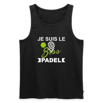 Je suis le boss, padel. cadeau drôles padel sport - Débardeur bio Premium Homme - noir - Devant - Michal (187cm)