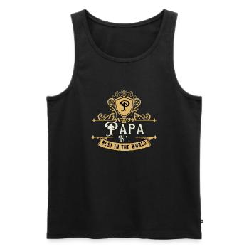 Famille : Papa N°1, Best in the World - Amour - Débardeur bio Premium Homme - noir - Devant - Michal (187cm)