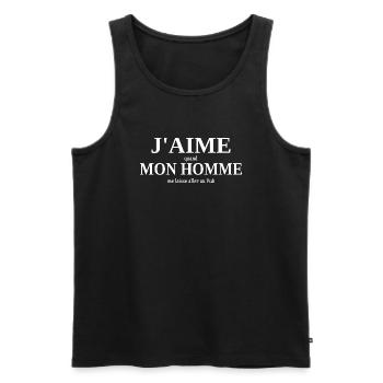 J'aime mon homme humour Pub (bar) - Débardeur bio Premium Homme - noir - Devant - AI Model Male 178 light (178cm)