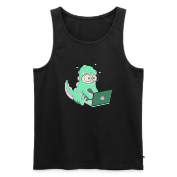 Dino Nerd - Männer Premium Bio Tank Top - Schwarz - Vorne - AI Model Male 178 light (178cm)