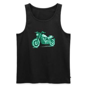 Retro motorcycle in 8 bit in the color green - Men's Premium Organic Tank Top - black - Front - AI Model Male 178 light (178cm)