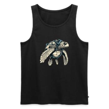 Turtle with equipment dives in the sea - Men's Premium Organic Tank Top - black - Front - AI Model Male 178 light (178cm)