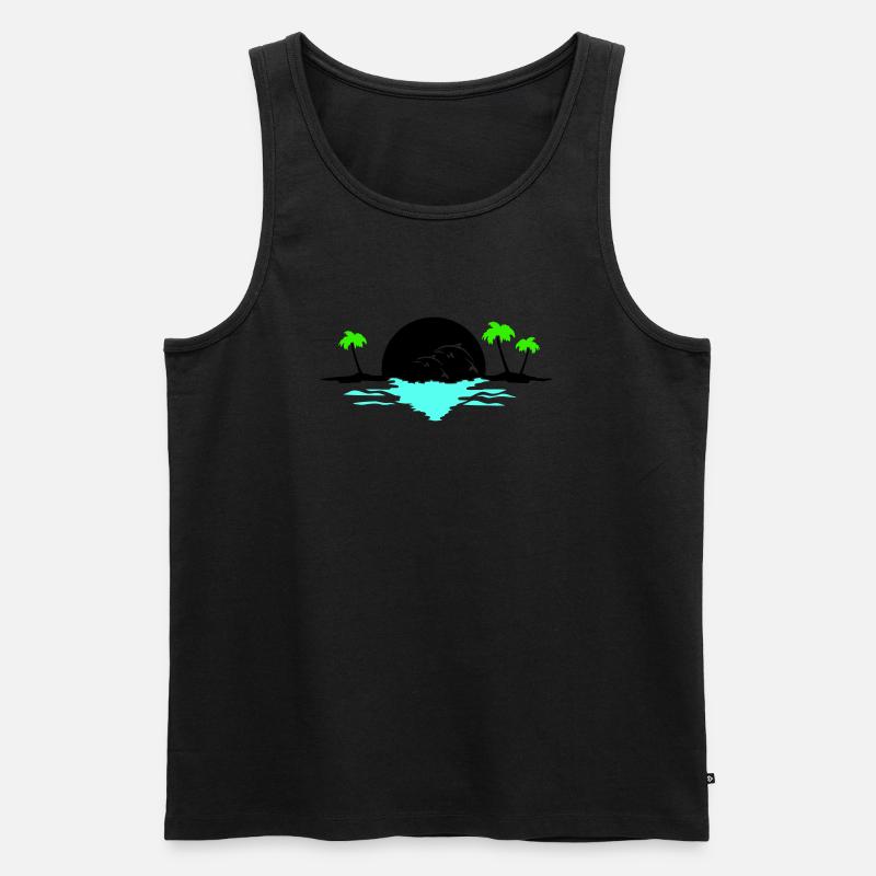 sunset delfine - Männer Premium Bio Tank Top - Schwarz