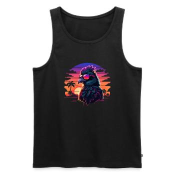Synthwave Bird Sunset - Men's Premium Organic Tank Top - black - Front - Michal (187cm)