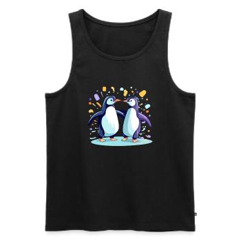 Iki et biki les pingouins - Débardeur bio Premium Homme - noir - Devant - AI Model Male 178 light (178cm)