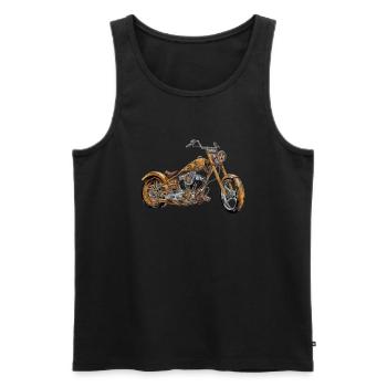 Moto chopper orange n°2 - Débardeur bio Premium Homme - noir - Devant - AI Model Male 178 light (178cm)