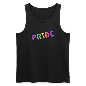 LGBTQ+ PRIDE SCHRIFTZUG - Männer Premium Bio Tank Top - Schwarz - Vorne - Michal (187cm)