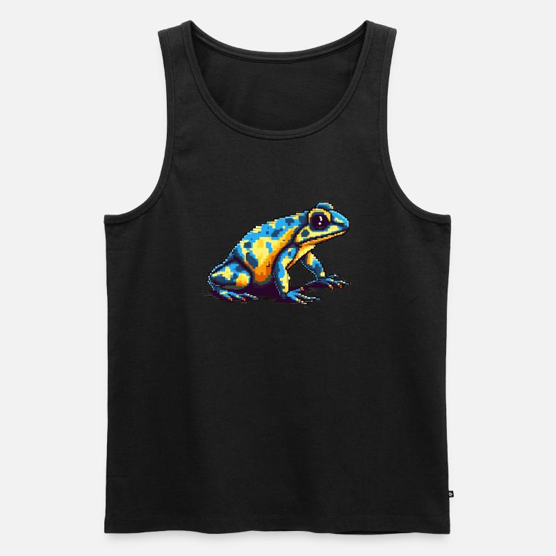 Bunter Pixel 8 Bit Pfeilgiftfrosch - Männer Premium Bio Tank Top - Schwarz