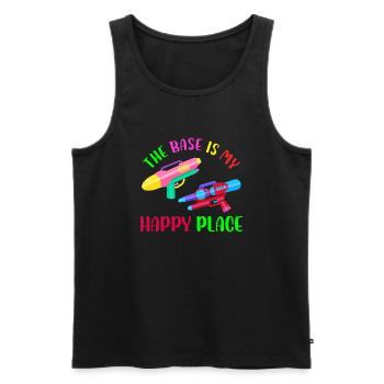 The Base is my happy place | Laser Tag player - Männer Premium Bio Tank Top - Schwarz - Vorne - Michal (187cm)