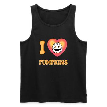 Ich liebe Kürbisse Halloween Spooky Horror Face - Männer Premium Bio Tank Top - Schwarz - Vorne - Michal (187cm)