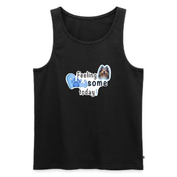 Feeling PAWSOME today! Dog Sheltie paw blue - Men's Premium Organic Tank Top - black - Front - AI Model Male 178 light (178cm)