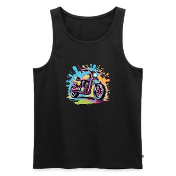 moto vintage style retro - graffiti - Débardeur bio Premium Homme - noir - Devant - Michal (187cm)