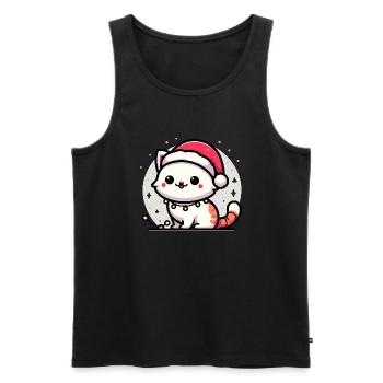 Cute Christmas Cat Santa Hat Christmas Lights - Men's Premium Organic Tank Top - black - Front - Michal (187cm)