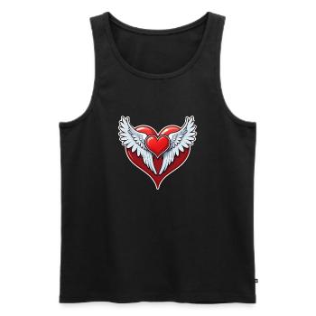 coeur rouge avec des ailes - Débardeur bio Premium Homme - noir - Devant - AI Model Male 178 light (178cm)