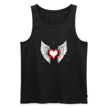 coeur rouge avec des ailes - Débardeur bio Premium Homme - noir - Devant - AI Model Male 178 light (178cm)