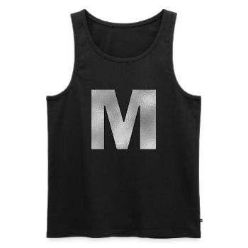 Buchstabe M Silber - Männer Premium Bio Tank Top - Schwarz - Vorne - AI Model Male 178 light (178cm)