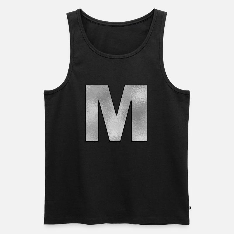 Buchstabe M Silber - Männer Premium Bio Tank Top - Schwarz