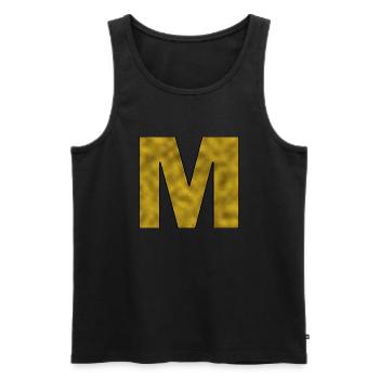Buchstabe M Gold - Männer Premium Bio Tank Top - Schwarz - Vorne - AI Model Male 178 light (178cm)