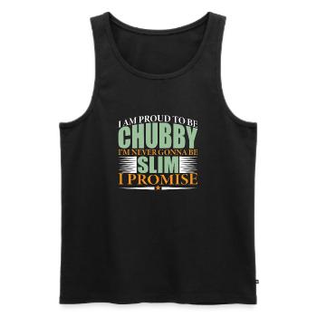 Proud and Chubby Statement Tee - Men's Premium Organic Tank Top - black - Front - Michal (187cm)