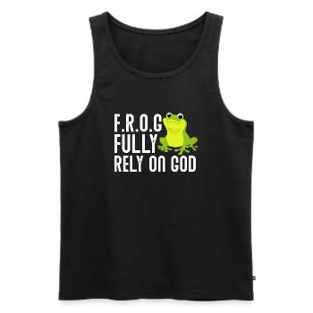 FROG Fully Rely On God Christian Frog Lover - Men's Premium Organic Tank Top - black - Front - AI Model Male 178 light (178cm)