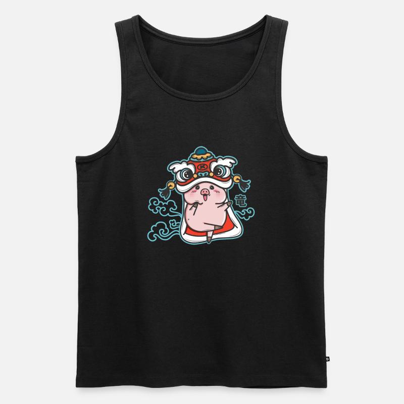 Schweinchen-Drache - Männer Premium Bio Tank Top - Schwarz