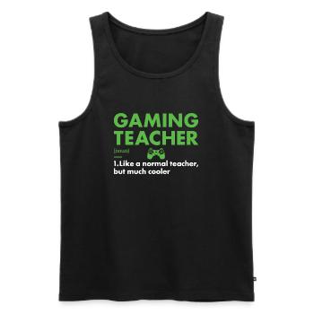 Gamer Teacher Définition du jeu - Débardeur bio Premium Homme - noir - Devant - Michal (187cm)