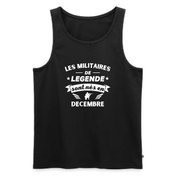 Les militaires de legende sont nés en decembre - Débardeur bio Premium Homme - noir - Devant - AI Model Male 178 light (178cm)