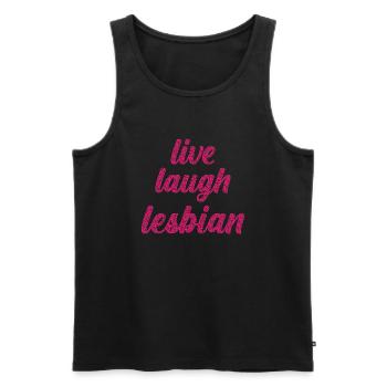 Live Laugh Lesbian - Thème léopard LGBTQIA+ - Débardeur bio Premium Homme - noir - Devant - Michal (187cm)