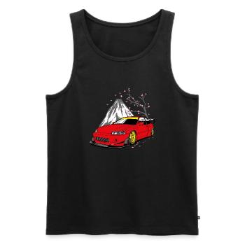Car with mountain - Männer Premium Bio Tank Top - Schwarz - Vorne - Michal (187cm)