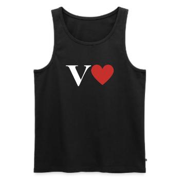 Letter v red heart - Men's Premium Organic Tank Top - black - Front - Michal (187cm)