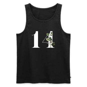 Nummer 14 Blumengrün -14. Geburtstag Blumen - Männer Premium Bio Tank Top - Schwarz - Vorne - Michal (187cm)