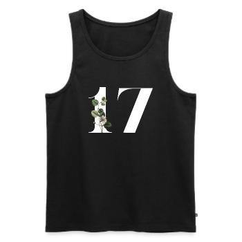 Numéro 17 floral vert -17e anniversaire floral - Débardeur bio Premium Homme - noir - Devant - Michal (187cm)