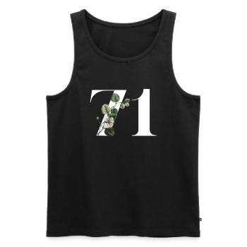 Nummer 71 Blumengrün - 71. Blumengeburtstag - Männer Premium Bio Tank Top - Schwarz - Vorne - AI Model Male 178 light (178cm)