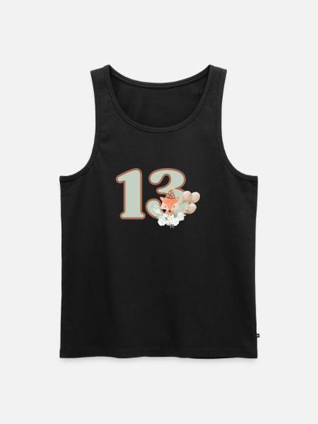 13th Birthday Fox Flowers - Men's Premium Organic Tank Top - black