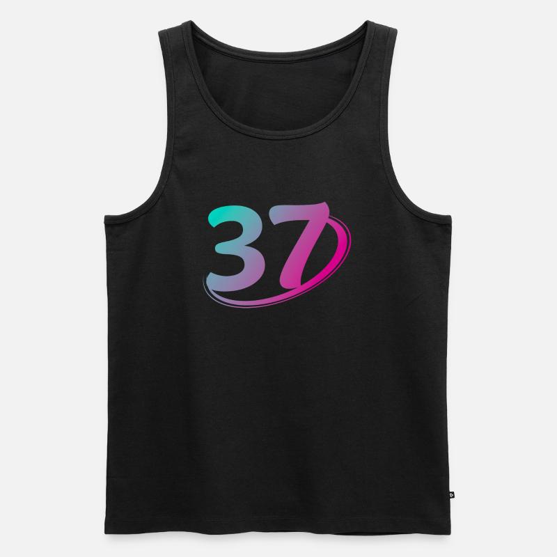 Nummer 37 mehrfarbig - Männer Premium Bio Tank Top - Schwarz