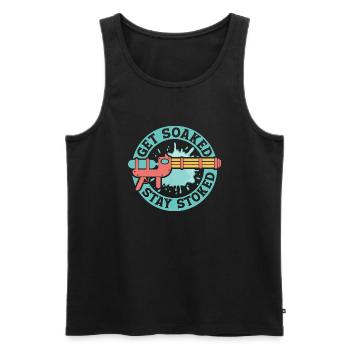 Get Soaked, Stay Stoked Water Fun Summer Squirt Gu - Men's Premium Organic Tank Top - black - Front - AI Model Male 178 light (178cm)
