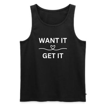 WANT IT - Männer Premium Bio Tank Top - Schwarz - Vorne - Michal (187cm)
