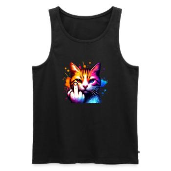 Drôle de chat maléfique - Débardeur bio Premium Homme - noir - Devant - AI Model Male 178 light (178cm)