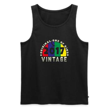 Jahrgang 2017 Retro - Bursdag - Männer Premium Bio Tank Top - Schwarz - Vorne - Michal (187cm)