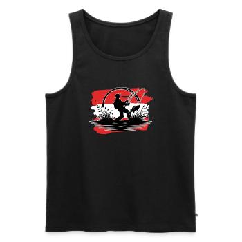 Österreich Flagge Angler - Männer Premium Bio Tank Top - Schwarz - Vorne - Michal (187cm)